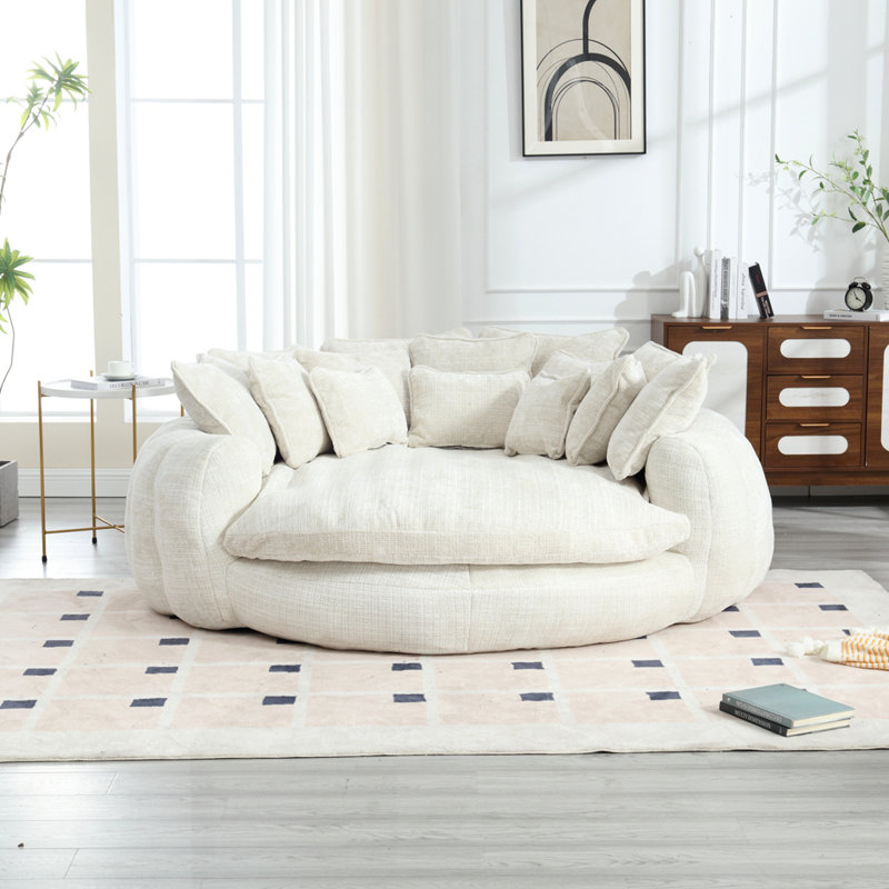 Canapé-lit moderne surdimensionné avec accoudoirs, Beige