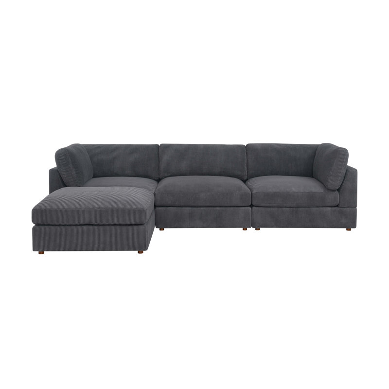 Canapé modulaire en velours côtelé Accreton, Gris foncé