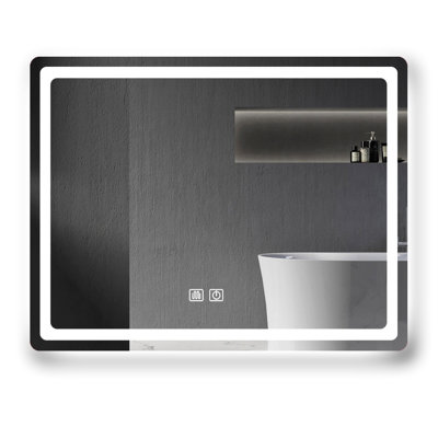 24,27 po Miroir lumineux de salle de bain W de conception imperméable, interrupteurs séparés, fiable