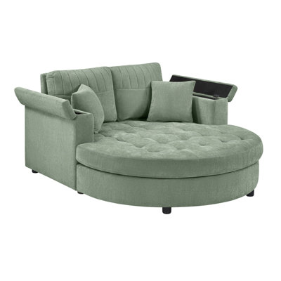 Chaise longue d'intérieur de 139 cm, canapé-lit en chenille avec coussins décoratifs, fauteuil convertible pour salon ou chambre.