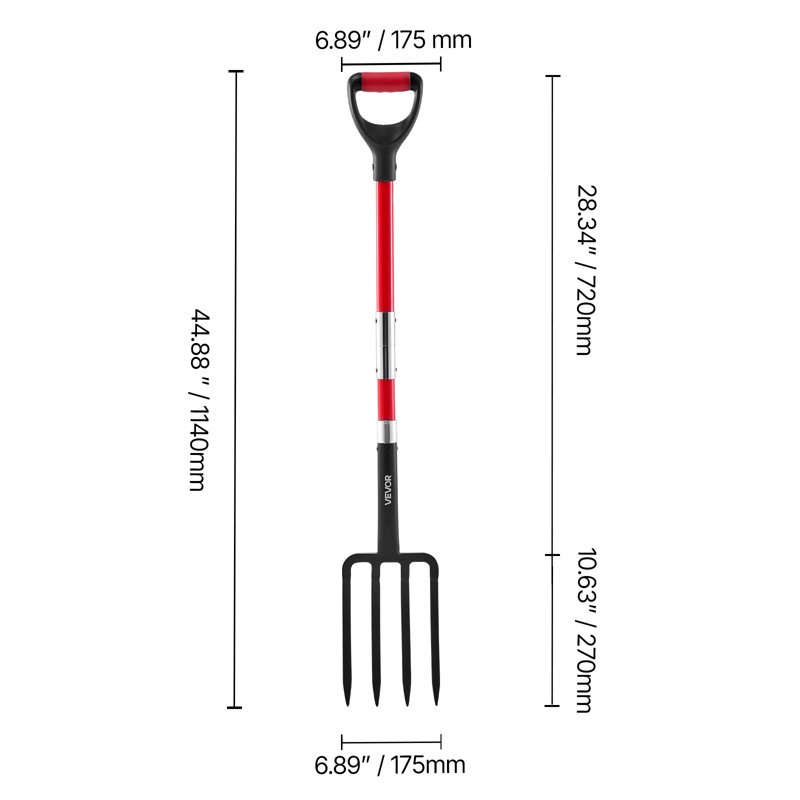 Fourche de jardin 4 dents avec poignée en fibre de verre 45 po