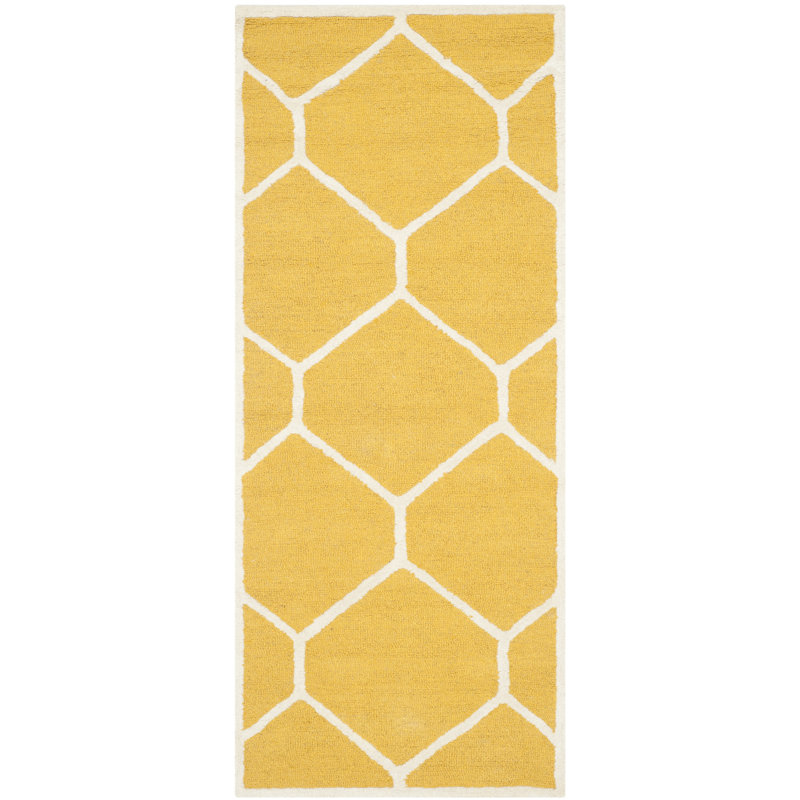 Deedgra Hand Tufted Wool Geometric Rug, Runner 2'6" x 6'