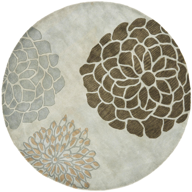 Soho Hand Tufted Wool Floral Rug, Round 8'