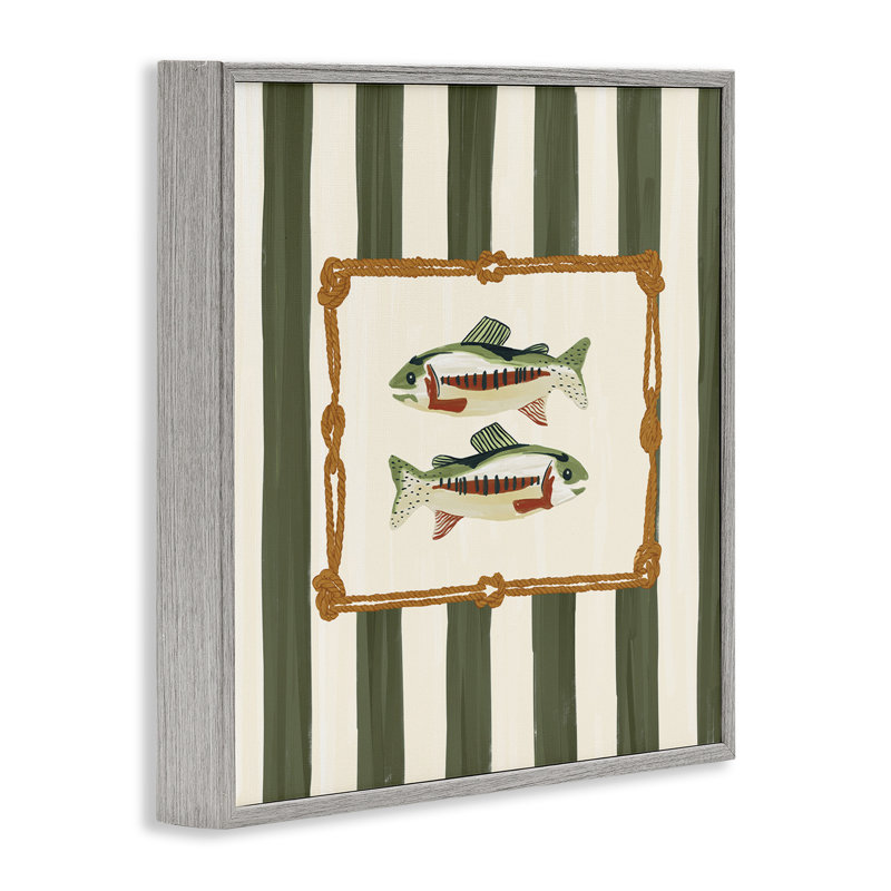 Poisson maritime avec bordure en corde, estampe numérique, design par Veronica Lara, Estampe numérique Farmhouse