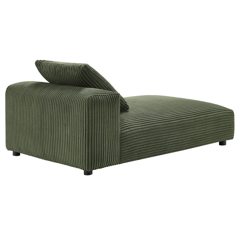 Chaise longue rembourrée en velours côtelé Solace, Fougère