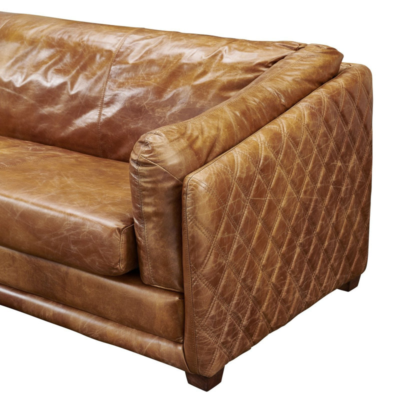 Causeuse Waco, Cuir véritable brun clair