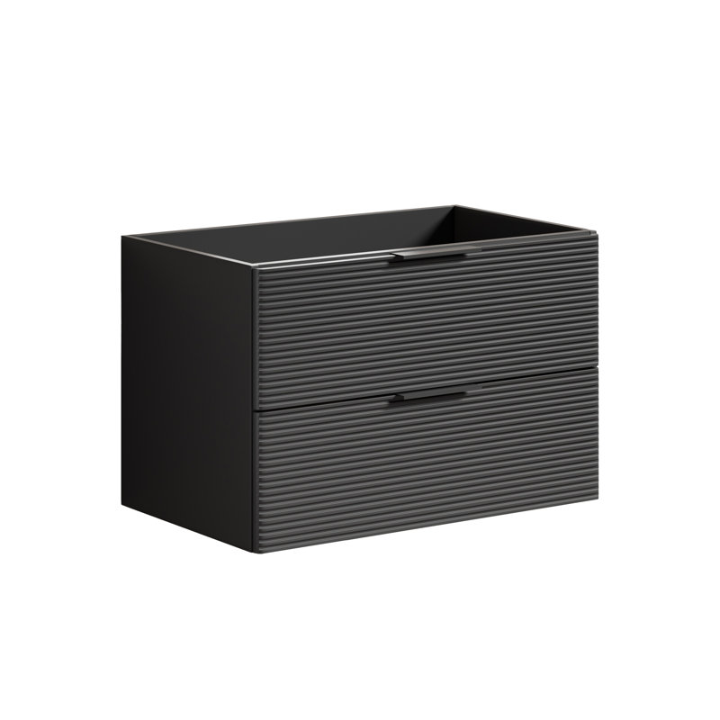 Base de meuble-lavabo mural simple flottant 36 po 36 po avec façades de tiroir cannelées en gris moderne (lavabo non inclus)