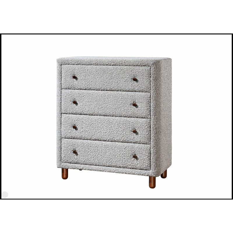 Commode Cleo Grey Boucle avec tiroirs spacieux et design moderne pour des solutions de rangement élégantes