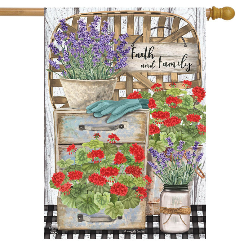 Drapeau de maison de campagne Faith and Family Farmhouse