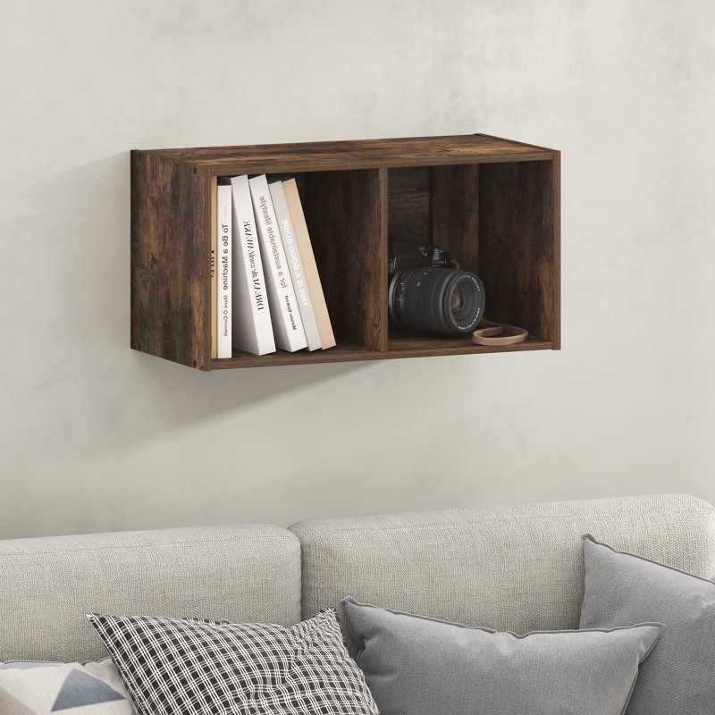 Étagères flottantes à 2 cubes pour mur, bibliothèque sur pied, horizontale ou verticale, pour salon, bureau, pin ambré