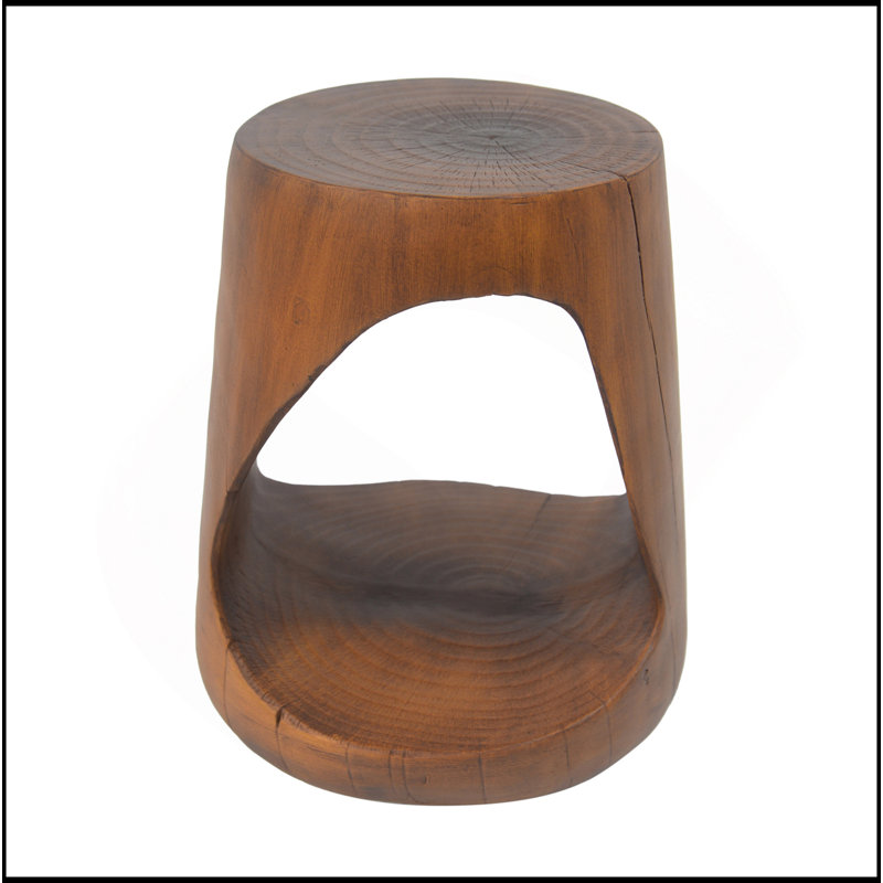 Table d'appoint ronde creuse avec texture semblable au bois, durable et polyvalente pour une utilisation intérieure et extérieure