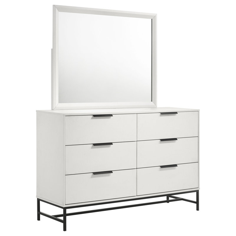 Commode 6 tiroirs avec miroir Clodomiro - blanc