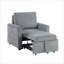 Fauteuil d'appoint 32,5 po en velours côtelé gris ardoise avec méridienne coulissante et poche latérale pour adultes, petits espaces