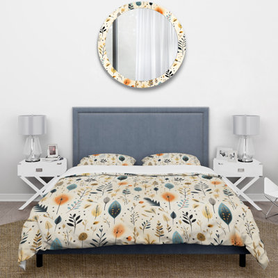 Antique Beige Vintage Minimalism Boho Pattern I Floral Duvet Cover
