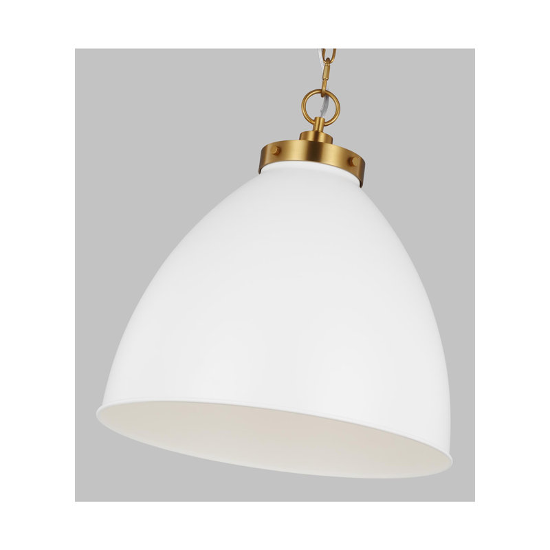 Wellfleet 1 - Light Pendant, Matte White, 19.5" H x 17.5" W x 17.5" D, Burnished Brass