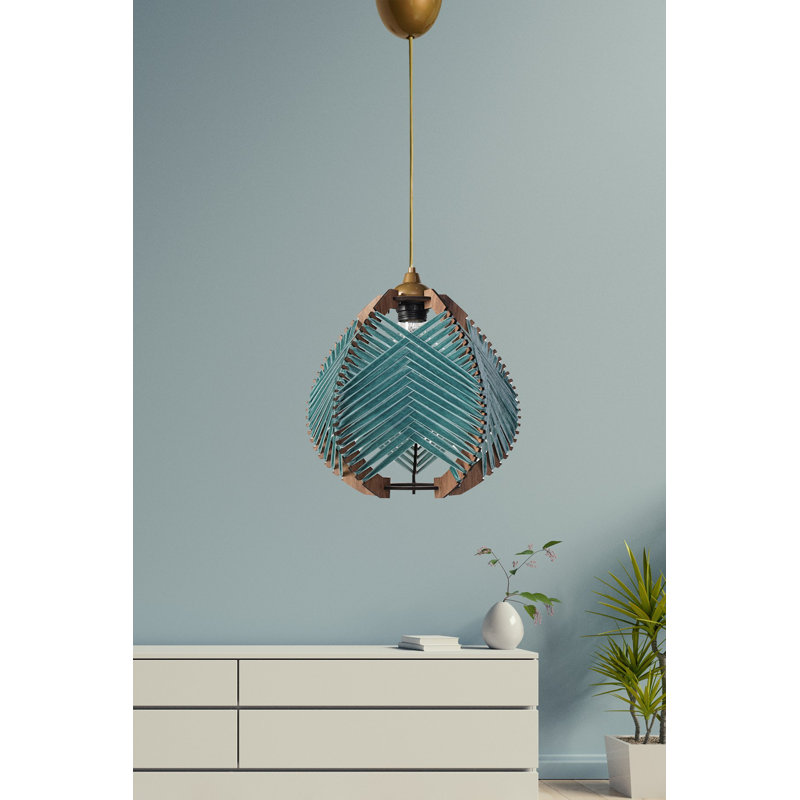 Élégant lustre bleu, 11,8 x 9,8 pouces, corps en plastique avec capuchon en coton | Hauteur réglable jusqu'à 27,6 pouces | Douille E27, 40 W maximum | Parfait pour le salon, la salle à manger ou la chambre à coucher, luminaire élégant