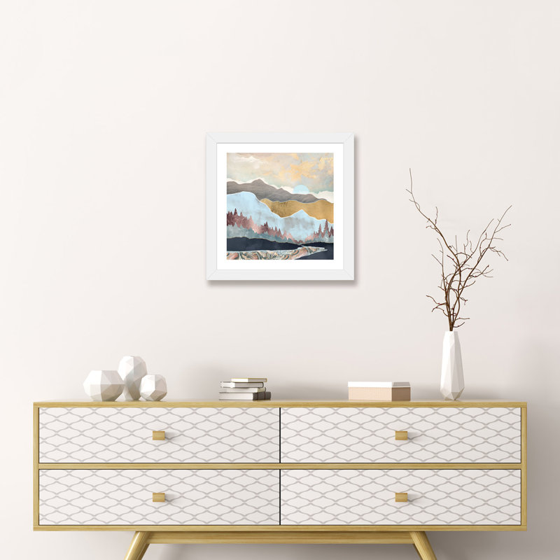 " Winter Light ", White Paper Framed, 16" H x 16" W x 1" D