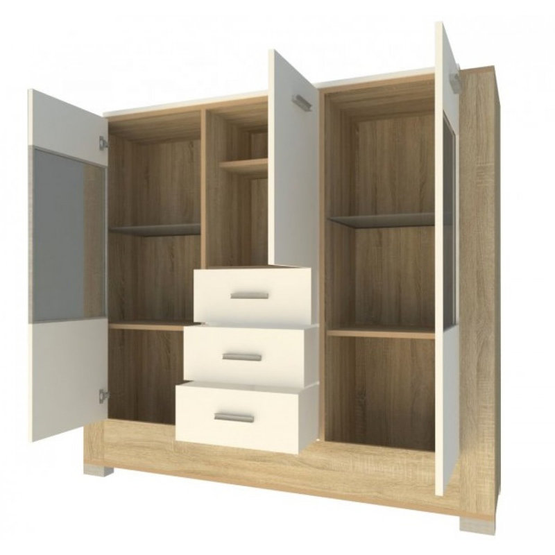 Bikram Solid Wood 137cm W 3 - Drawer Chest of Drawers, White/Sonoma