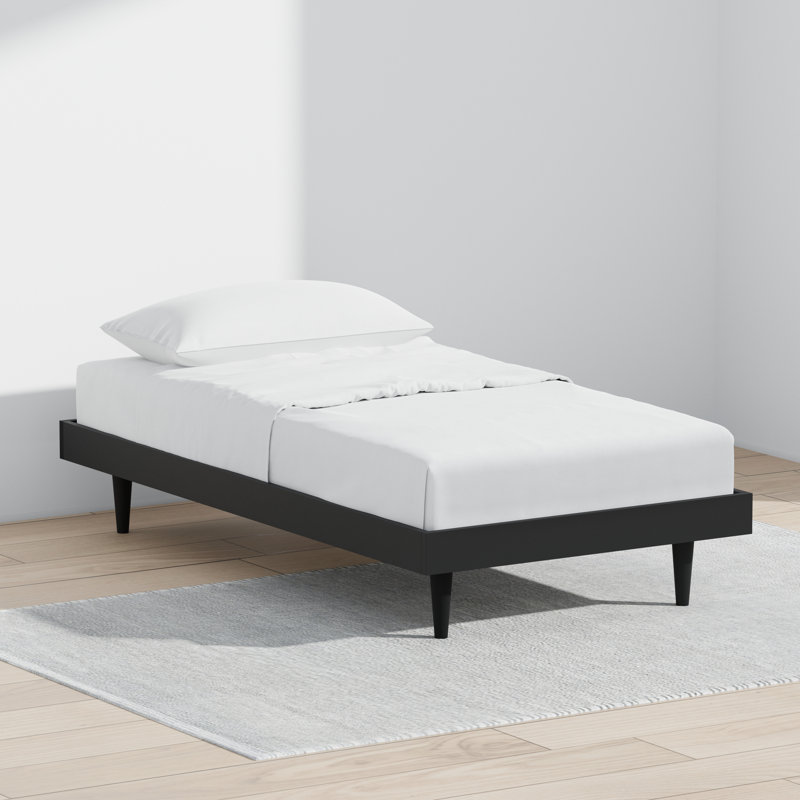 Wojcik Modern Wooden Bed Frame, Twin, Black