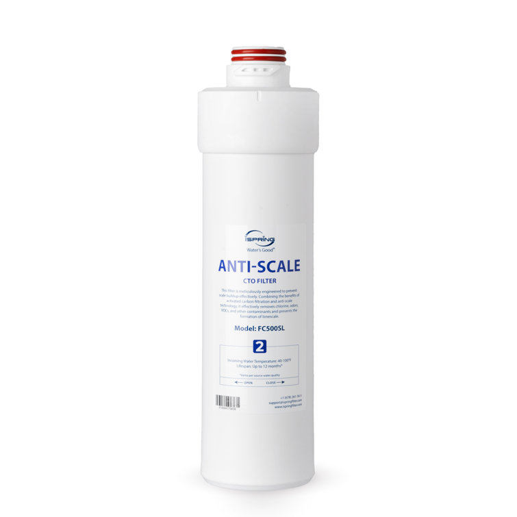 iSpring FC500SL 2nd-Stage Anti-Scale & Activated Carbon Replacement Filter for RO5004F Series Tankless Reverse Osmosis System, Lasts up to 12 Months