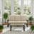 2-Piece 3-Seat Outdoor Sofa Couch Set, 75" All-Weather 3-Seat Aluminum Patio Sofa With Thick Beige Cushions  & 44" Glass Coffee Table-1176074172