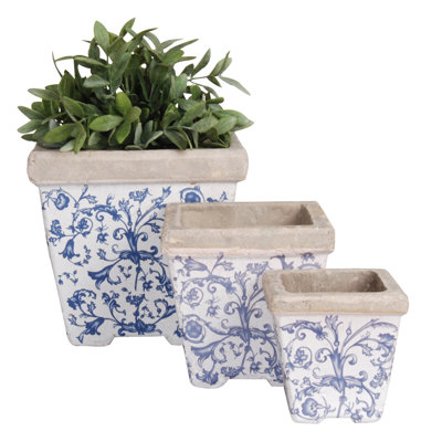 Ensemble de pots à fleurs en céramique vieillie 3 pièces Mererid