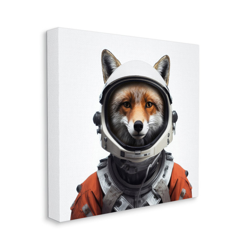 Renard dans un costume sur toile, H 36 po x l 36 po x P 1,5 po