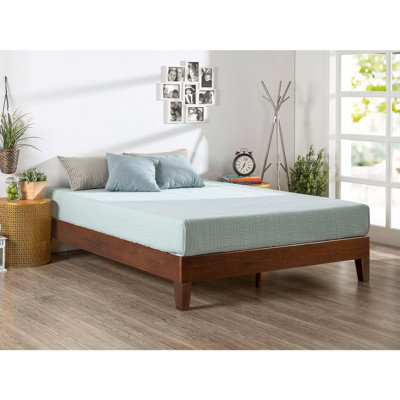 Queen Size Modern Low Profile Solid Wood Platform Bed Frame In Espresso -  Latitude Run®, 6957F67CB80A428092B39696060BD501