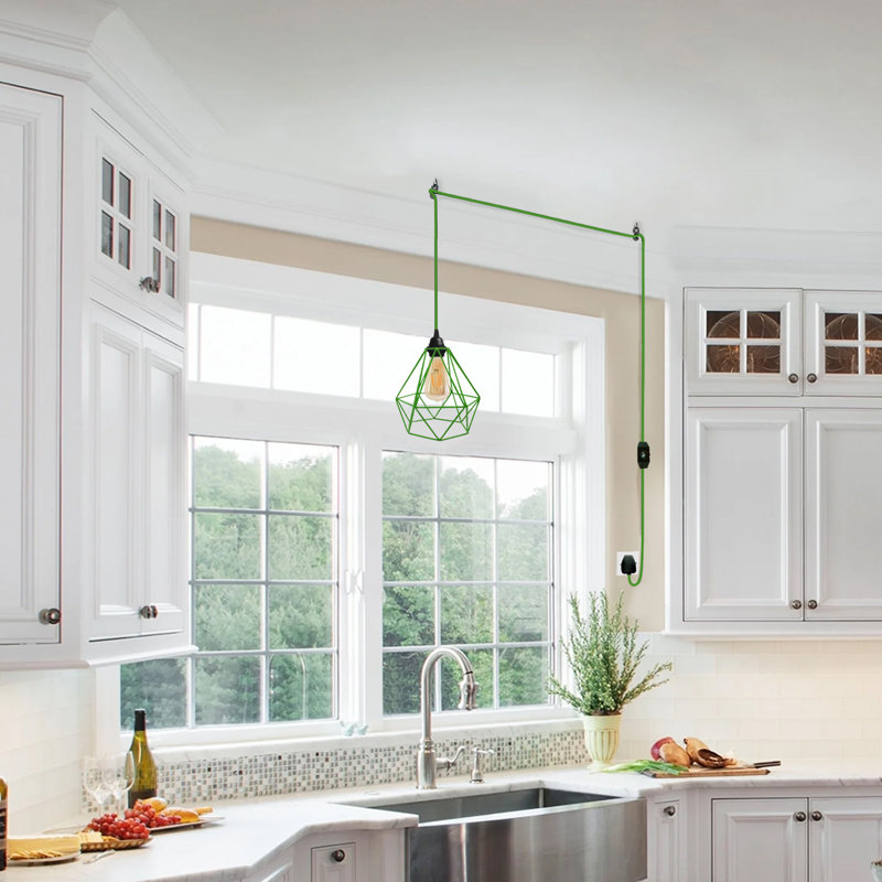 Peggie 1-Light Geometric Pendant, Green