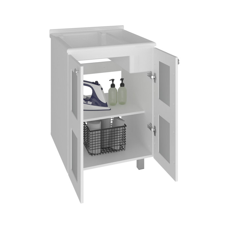 Meuble-lavabo en panneau de particules blanc