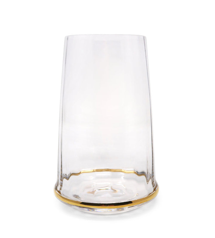 Highball Glasses with Gold Bottom Rim, 6 Pc
