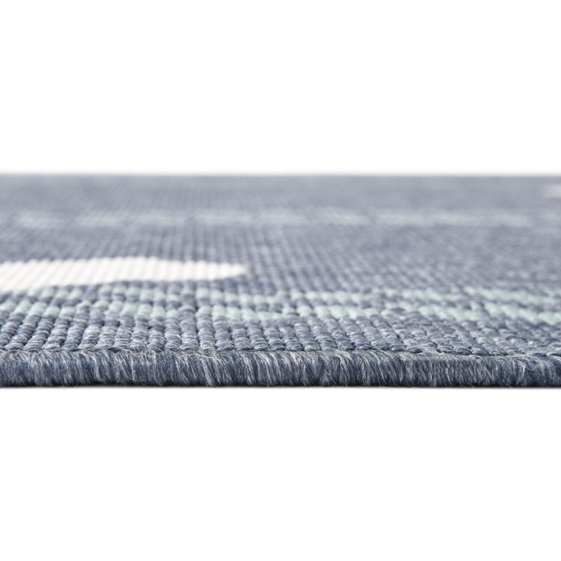 Tapis bleu foncé d'extérieur Ayton, Rond 7 pi