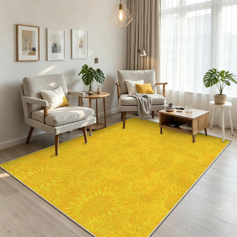 Pink Seamless Sunflowers Sunflower Abstract Art Backdrop Beautiful Machine Washable Indoor Area Rug, Rectangle 71" x 98"