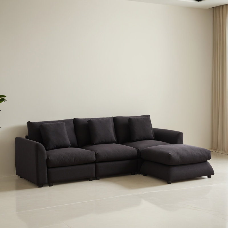 Canapé-lit modulaire 4 pièces pour salon, Polyester noir