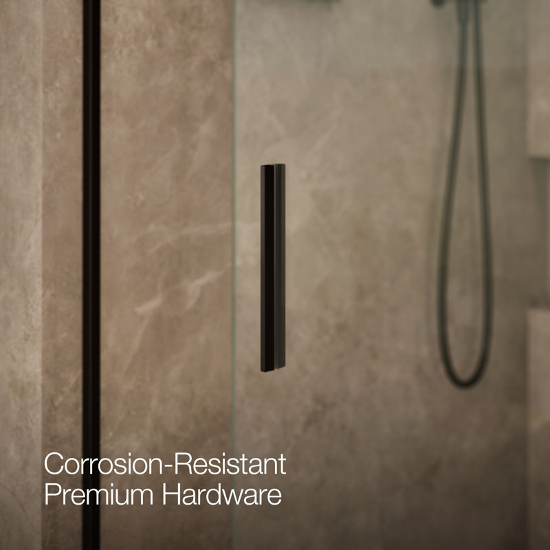 Levity 74" H x 59.63" W Bypass Shower Door with CleanCoat® Technology, Anodized Dark Bronze, Crystal Clear