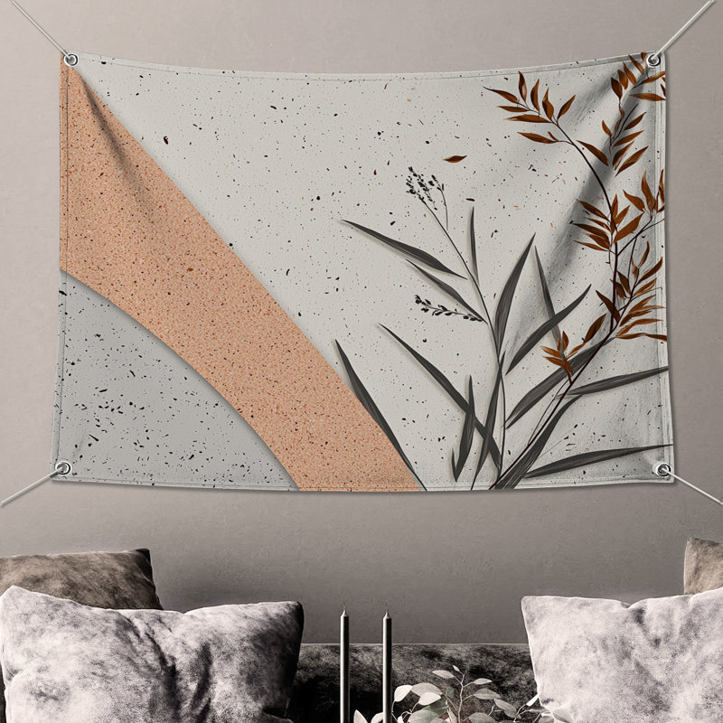 Tapisserie murale botanique - Décoration murale nature, H 104 po x 88 avec 4 œillets