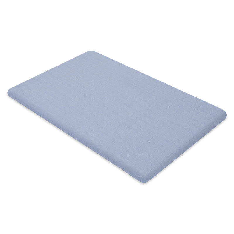 Dewdrop Blue Organic Cotton Muslin Bassinet Sheet