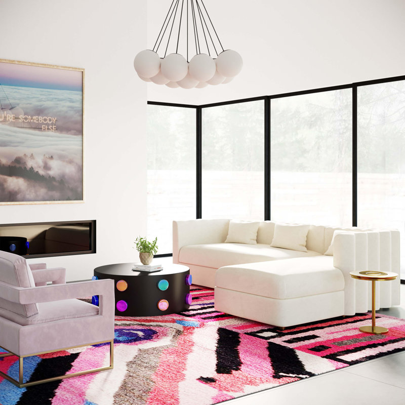 Canapé modulaire en velours crème Tov Furniture - RAF, Velours blanc, Face à la droite