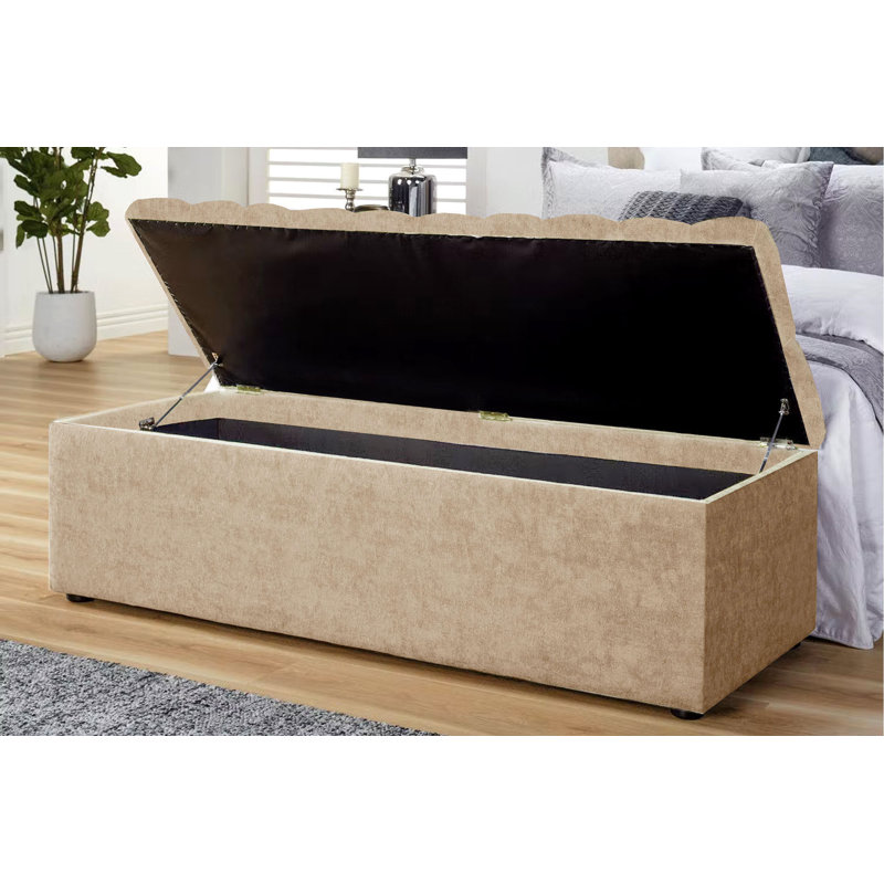 Chesterfield Standard Storage Ottoman Box in Naples Velvet – Tufted Upholstered End of Bed Bench with Legs – Multifunctional Ottoman Bench for Bedroom, Entryway, Living room