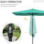 Parasol d'extérieur rectangulaire 6,5 pi x 10 pi, protégé, facile à manivelle et inclinable, parasol de patio sarcelle 10 pi, filet de protection, angle réglable,