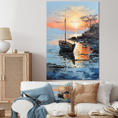 «Lake Fishers Boat Twilight II» - art mural bateau côtier