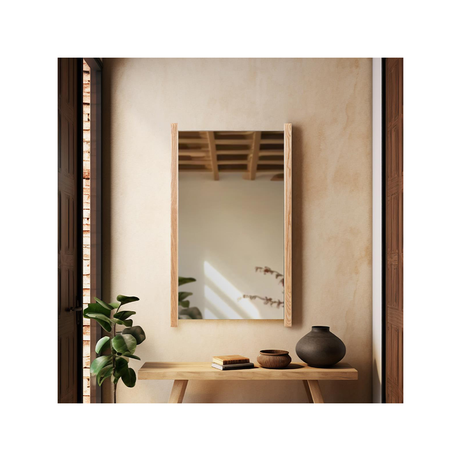 Angeles Solid Wood Rectangle Mirror, 40" x 24"
