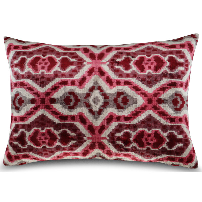 Velvet Rectangular Pillow Cover & Insert, Brown/Red Geometric 1