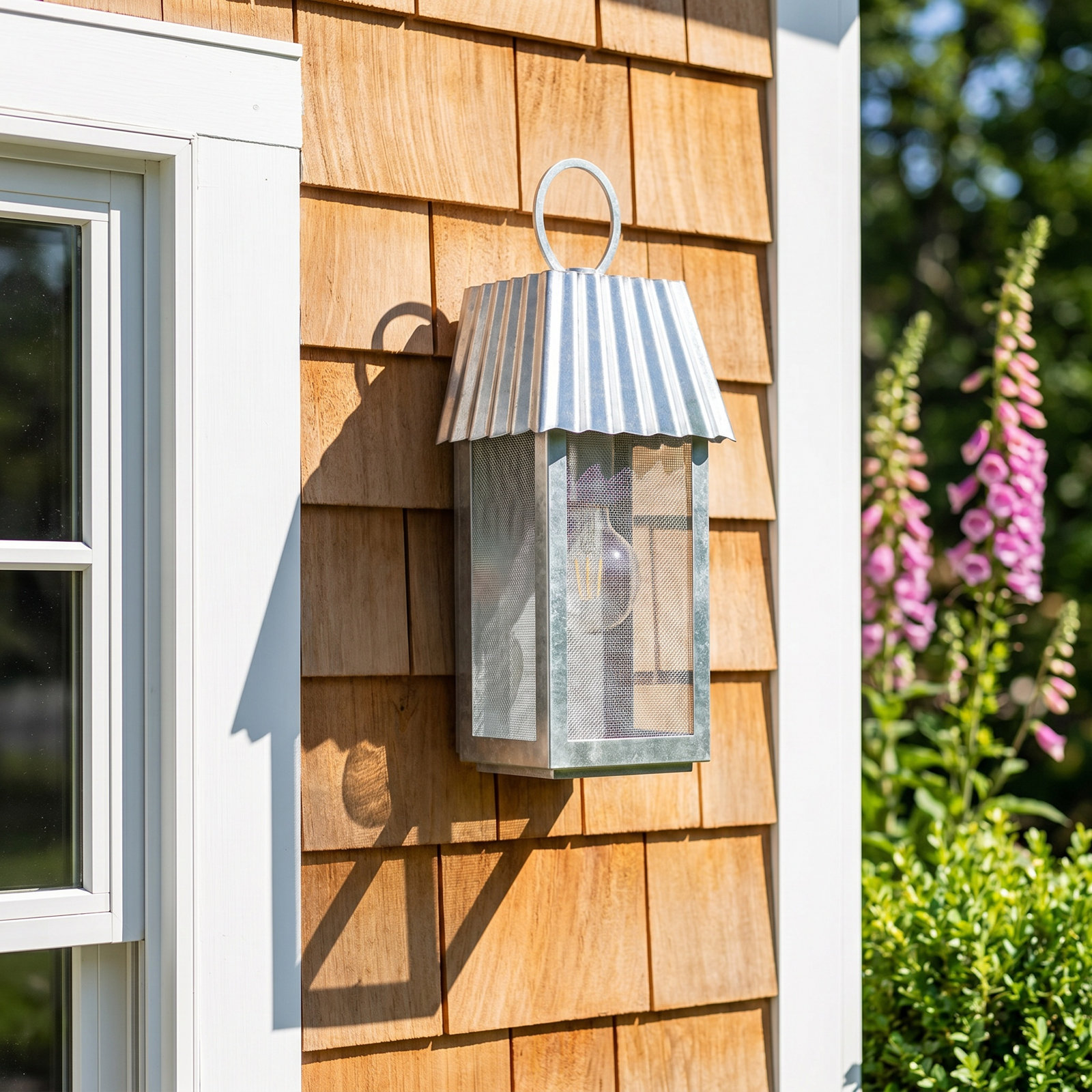 Godin Outdoor Wall Lantern, Galvanized, 16.50" H x 6.25" W x 5.25" D