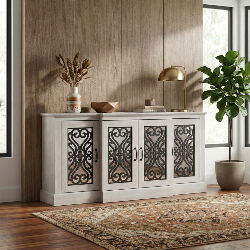 Ariba Traditional 60.4"W Wide Accent Sideboard, Gray