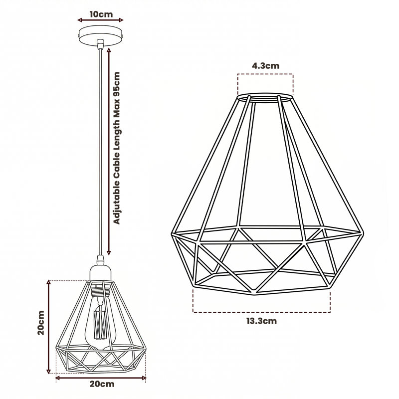 1 - Light Black Geometric Pendant, Yes