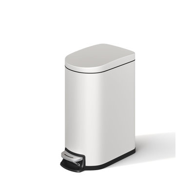 2.6 Gallon/10 L Metal Bathroom Trash Can, Space-Saving Slim Stainless Steel Step-On Garbage Bin with Soft Close Lid, Removable Inner Bucket, Rear Handle for Bathroom & Bedroom