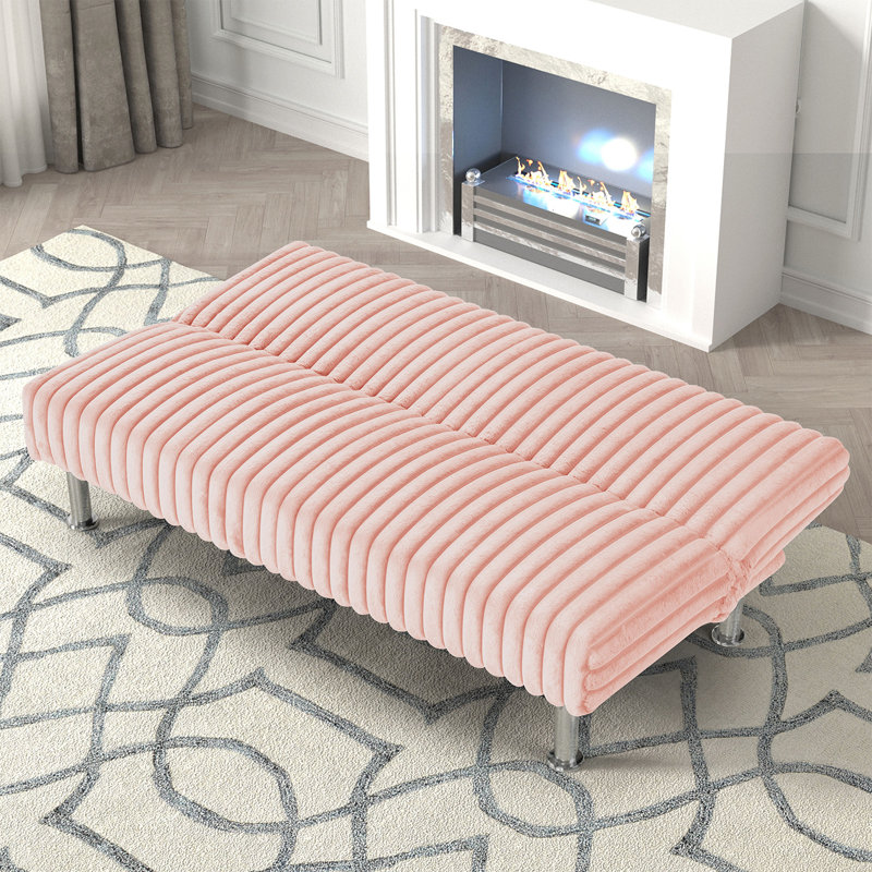 65.6'' W Upholstered Sofa Bed, Pink