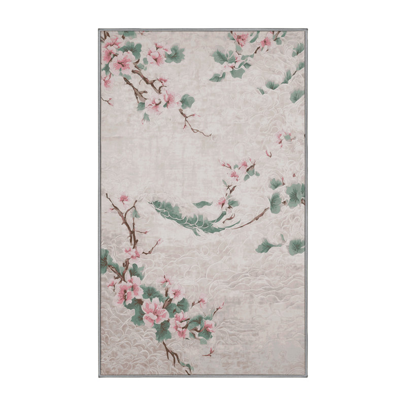 Tapis gris lavable à la machine, Rectangulaire 3 pi x 5 pi