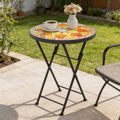 Round Metal Folding Outdoor Side Table , 35.5cm cm W 35.5cm cm D